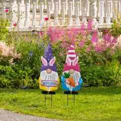 Northlight Happy Easter Gnomes Outdoor Garden Stakes - 27" - Set of 2