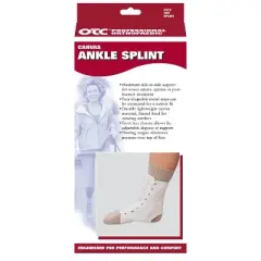 OTC Ankle Splint, Canvas Lace-Up, Rigid Metal Stays, White