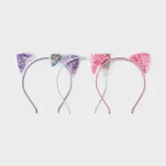 Girls' 3pk Shaker Cat Ears Headband - Cat & Jack&trade;: Fashion Hair Accessories, Solid Pattern, All Hair Types, Ages 3+