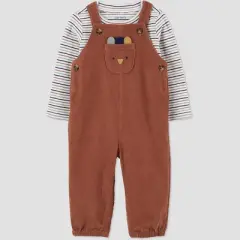 Carter's Just One You&reg; Baby Boys' Striped Overalls - Brown