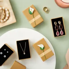 Juvale 12-Pack Jewelry Gift Boxes with Lids - Lily Flower Small Cardboard Gift Box for Necklace Packaging Bulk (3.5x2.2x1.2 In)