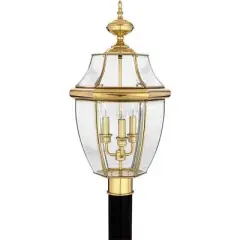 Quoizel Lighting Newbury 3 - Light Post Light in  Polished Brass