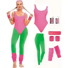 Morris CostumesWomen's General Sizing 80's Workout Halloween Costume Set - Pink One Size
