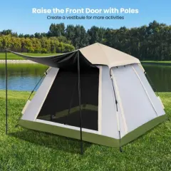 Instant Pop-up Tent 2-4 Person Camping Tent w/ Removable Rainfly & Carrying Bag