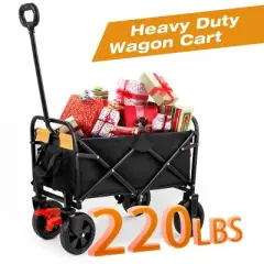 Mini Folding Wagon Garden Shopping Beach Cart (brake+orange+black)