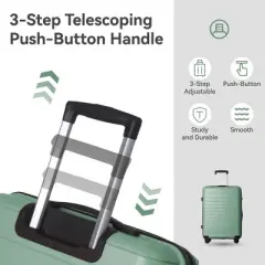 INFURNIC Bag and Luggage Sets Lightweight Rolling Carry on Suitcases, Hard Shell Travel Luggage 3 Piece with Wheels, Green, 20.47"*11.22"*29.33"