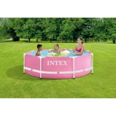 Intex PINK Metal Frame 8FT X 30IN Above Ground Pool Set with Pump