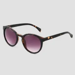 Women's Tortoise Shell Print Narrow Geo Round Sunglasses - Universal Thread&trade; Brown
