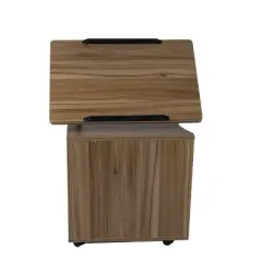 Mind Reader Bedside Workstation Adjustable Desk Nightstand, Wood Finish