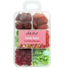 John Bead Recipe Box Mixed Glass Beads Candy Apple, 110g