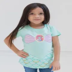 Disney Princess Ariel Moana Jasmine Belle Cinderella Aurora Tiana Girls 4 Pack Graphic T-Shirts Toddler to Big Kid