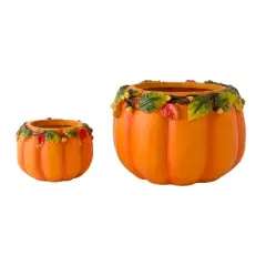 Plow & Hearth Indoor/Outdoor Pumpkin Planters, Set of 2