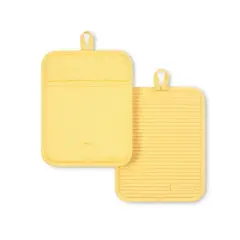 KITCHENAID Ribbed Soft Silicone Pot Holder 2-Pack Set, 2025 Color of the Year, Butter Yellow, 7"x9"