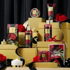 Lovery Valentine Exotic Rose Spa Gift Basket - 13pc Self Care Set