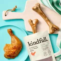 Rawhide-Free Femur-Shaped Dog Treats Chicken Flavor - 9oz/2ct - Kindfull&trade;