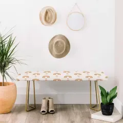 Little Arrow Design Co Aria Orange Geometric Rainbow Bench Gold - Deny Designs