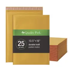 Quality Park Kraft Bubble Mailers, Barrier Bubble Cushion, Redi-Seal Adhesive Closure, 10.5 x 15, Brown Kraft, 25/Pack