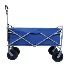 FURNIinspire Outdoor Serving Carts Collapsible Folding Wagon 300L Collapsible Wagon with Tailgate All-Terrain Wheels, Blue, 35.43"*21.85"*39.17"