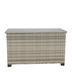 148 Gallon Wicker Deck Box, All-Weather Storage Box, Rattan Storage Bin For Patio Furniture, Pool Storage with Steel Frame-Coolbibila