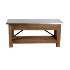 Millwork Bench with Shelf Wood and Zinc Silver/Light Amber - Alaterre Furniture