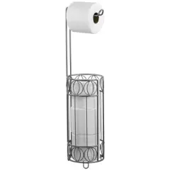 Home Basics Seville Free-Standing Dispensing Toilet Paper Holder, Satin Nickel