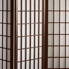 4 ft. Tall Window Pane Shoji Screen - Walnut (3 Panels)