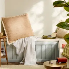 24"x24" Textured Woven Square Toss Pillow Natural - Hearth & Hand&trade; with Magnolia