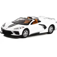 2020 Chevrolet Corvette C8 Stingray Convertible Arctic White with Black Stripes (Lot #1275) 1/64 Diecast Model Car by Greenlight