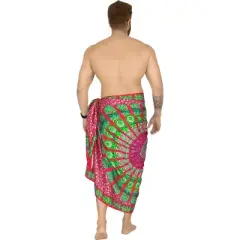 LA LEELA Men's Sarong Beach Cover Ups Wraps One Size Pink Floral