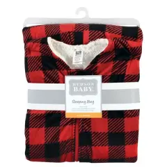 Hudson Baby Infant Boy Mink with Faux Shearling Inner Sleeping Bag, Sack, Blanket, Buffalo Plaid