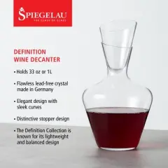 Spiegelau Definition Decanter - European-Made Crystal Wine Decanter with Stopper for Red or White - Dishwasher Safe 33oz Set of 1