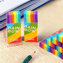 HTUTWOO 20-Pack Rainbow 2b Pencil Erasers Soft Pvc Material Non-Feathered Stationery For Writing Drawing Office Study Supplies