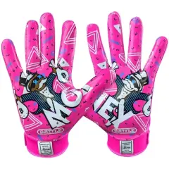 Battle Sports Money Man Adult Football Receiver Gloves - Pink