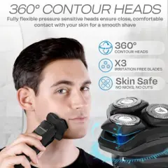 HUMMINGBIRD MK8 Premium Rotary Face Shaver, Rechargeable Wet & Dry Electric Shaver with Pop-up Trimmer, Waterproof, Cordless, Rechargeable Travel Case