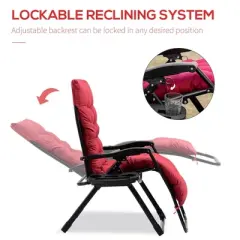 Syemin Patio Chaise Lounges, Portable Foldable Lounge Chair, Adjustable Angle Multifunctional Patio Lounge Chair, Red, 35.5"*27.5"*46.5"