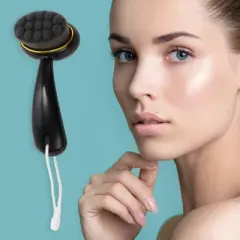 Unique Bargains Soft ABS Cleansing Brush with Dots Curved Handle