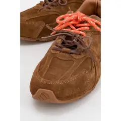 Selena - Cognac Brown Suede Leather Sneakers (Women) ￼￼| Forever & Always Shoes