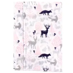 Hudson Baby Infant Girl Cotton Flannel Burp Cloths 4pk, Linocut Woodland Girl, One Size