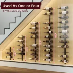 Itopfox 36 Bottle Wall Mounted Wine Rack, Modular Hanging Rack for DIY Display, Detachable 3 Pack Bottle Holder, Black Metal Storage for Bar, Cellar