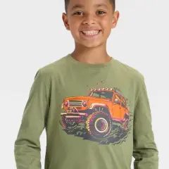 Boys' Long Sleeve Off Road Truck Graphic T-Shirt - Cat & Jack&trade; Olive Green