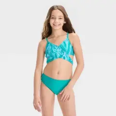 Girls' 3pc Swirly Marble Swimwear Set - art class&trade; Blue