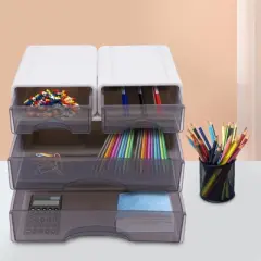 YIYIBYUS Stackable Office Storage Box with 4 Drawers, Desk Organize