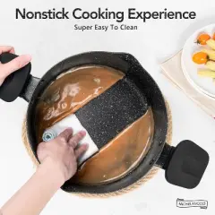 MICHELANGELO Pasta Pot with Strainer Lid, Cooking Pot with Twist and Lock Handles, Soup Pot with Nonstick Granite Coating