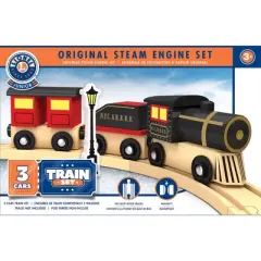 MasterPieces Wood Train Sets - Lionel Original Steam Engine 3 Piece Set