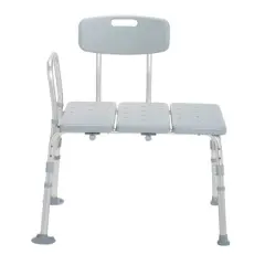 Drive Medical Plastic Tub Transfer Bench with Adjustable Backrest - Shower Chair for Tub Transfers