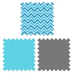 Bacati - Mix n Match Chevron/Dots Crib Rail Guard set of 2 Covers Turq/Gray