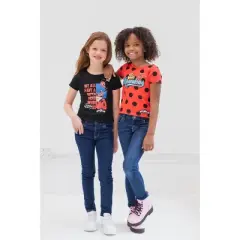 Miraculous Ladybug Cat Noir Rena Rouge Girls 2 Pack T-Shirts Little Kid to Big Kid