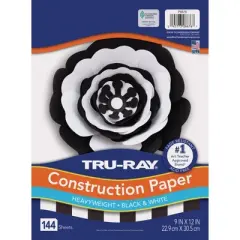 Tru-Ray&reg; Premium Construction Paper, Heavyweight, Black & White, 9" x 12", 144 Sheets