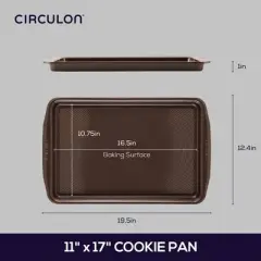 Circulon Nonstick Cookie Sheet Set Chocolate Brown: Steel Baking Pan, Even-Heating, Dishwasher & Oven Safe, 16.5"x12.1"
