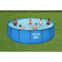 Bestway Steel Pro 15 Foot x 48 Inch Round Steel Frame Above Ground Outdoor Swimming Pool for Home Backyards, Blue (Pool Only)
